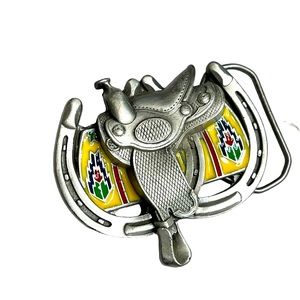 Great American Products Vintage Saddle & Horseshoes Belt‎ Buckle - 1990